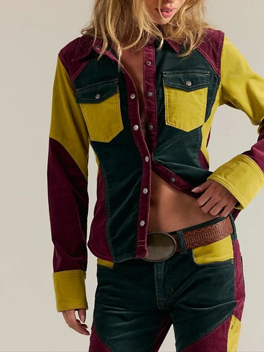 Free People We The Free On Your Side Patched Cord Button Down
